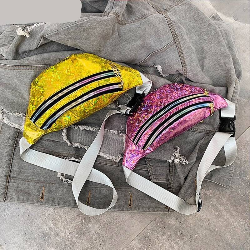 Holographic Fanny Pack Waist Bags For Walking Chest Waist Bags