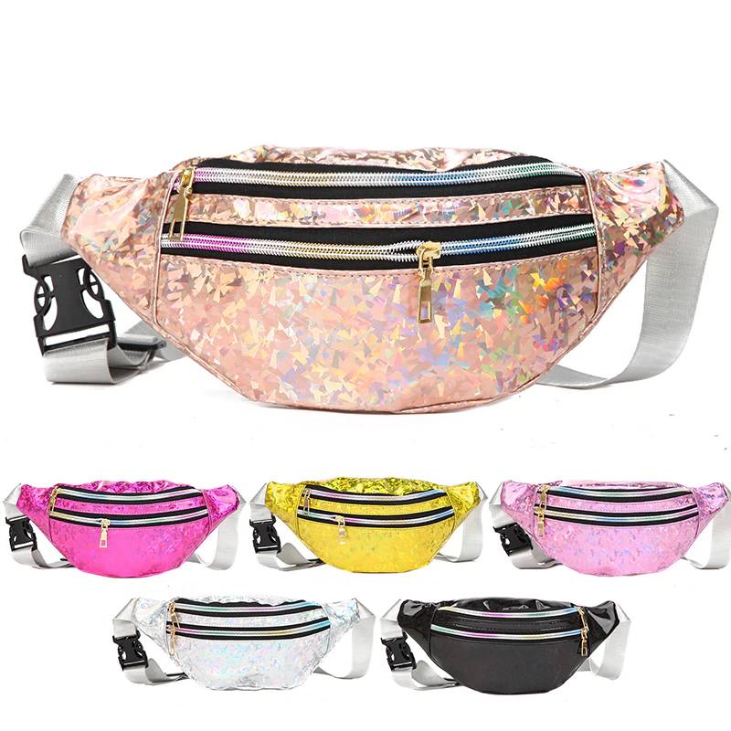 Holographic Fanny Pack Waist Bags For Walking Chest Waist Bags