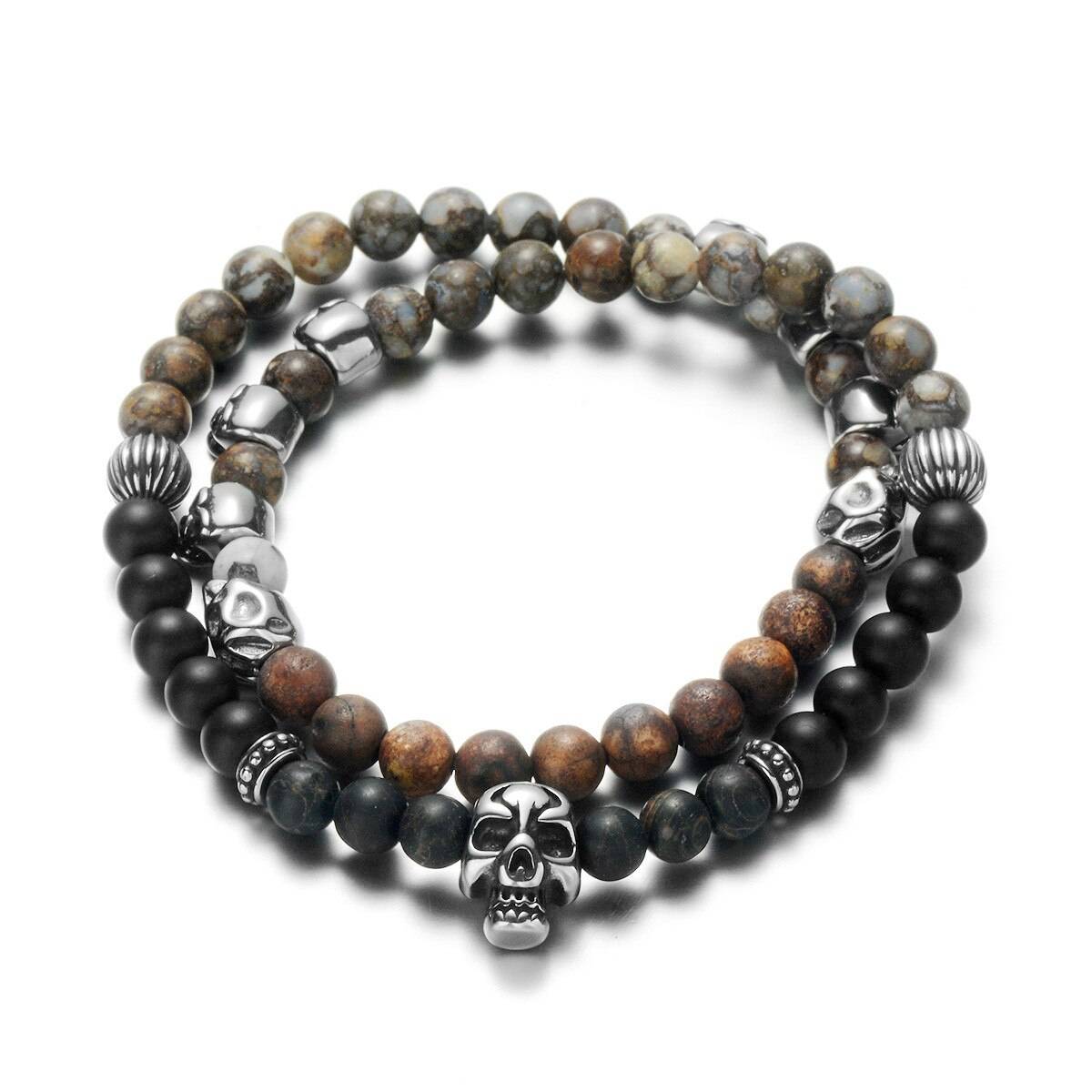 Handmade Beaded Bracelets Steel Skull Head Men's Bracelets