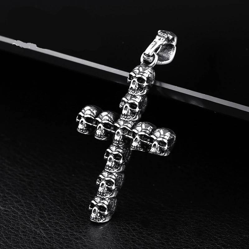 Skull Cross Necklace Stainless Steel Mens Pendants Mens Pendants
