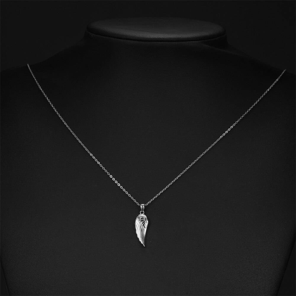 925 Silver Angel Wing Pendant Feather Necklace Necklaces & Pendants