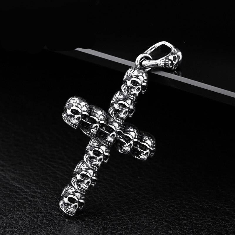 Skull Cross Necklace Stainless Steel Mens Pendants Mens Pendants