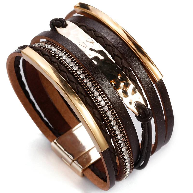 Boho Braided Multilayer Leather Charm Bracelet Bracelets & Bangles