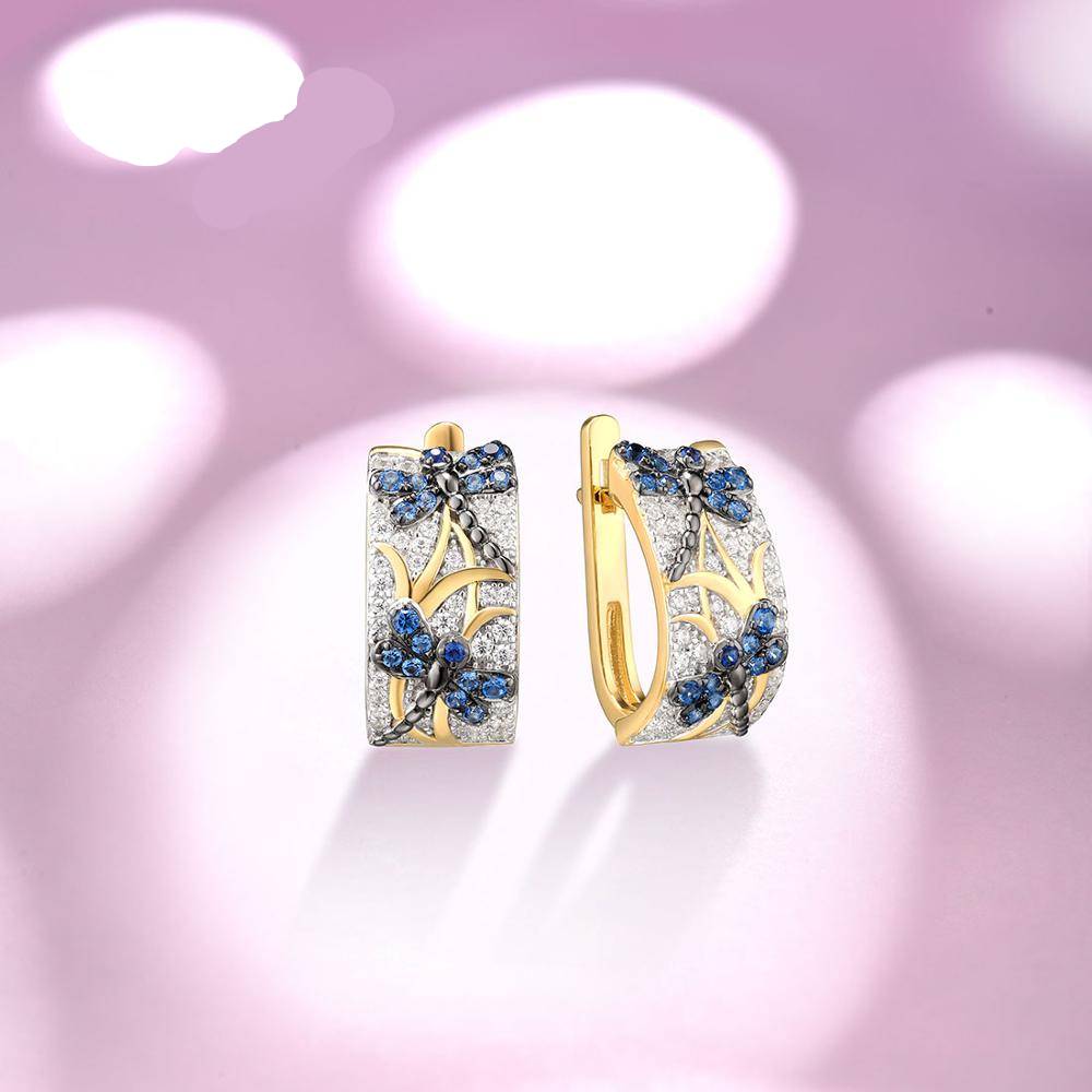 Silver Jewelry Set For Women Delicate Blue Dragonfly Women's Earrings