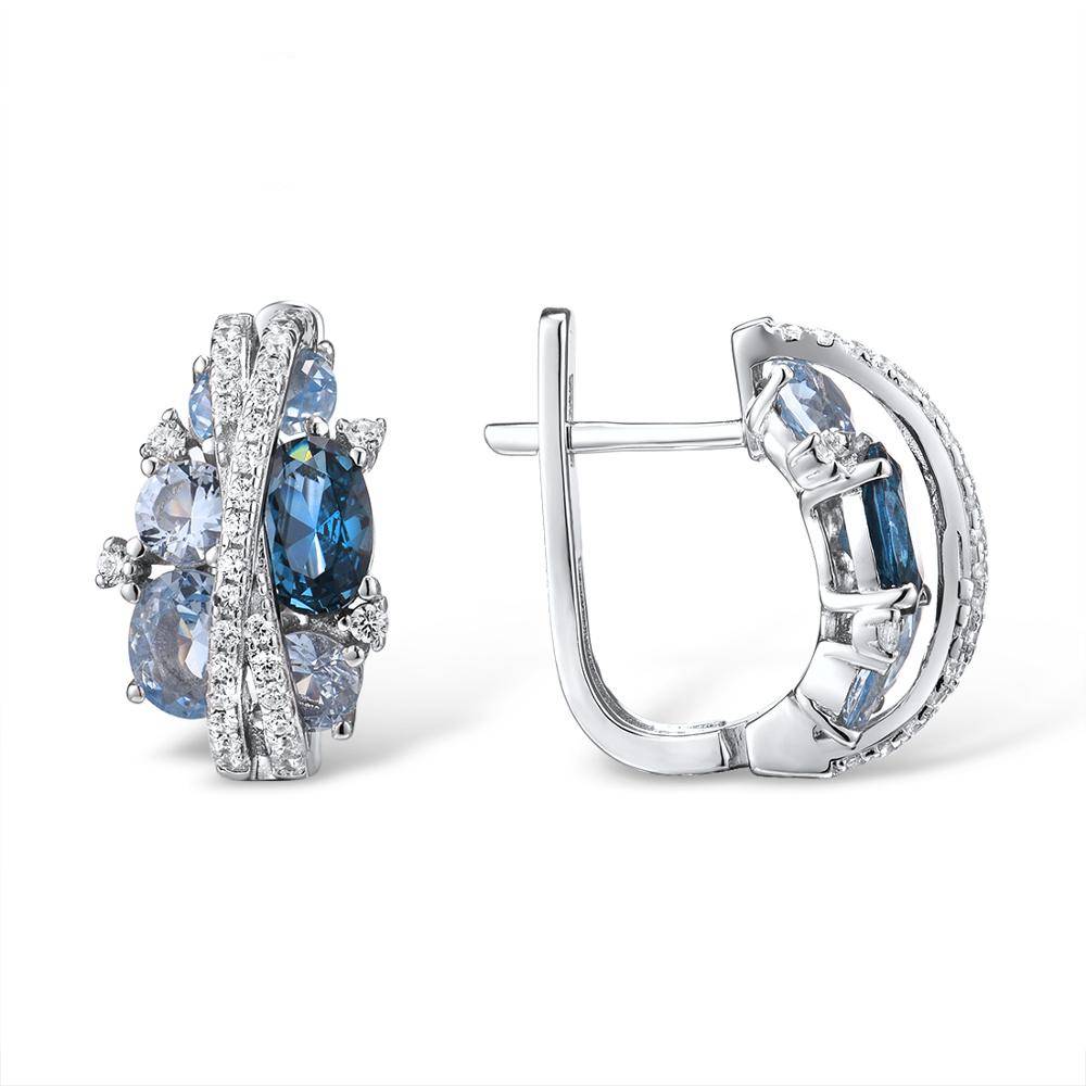 Silver Earrings For Women Blue Cubic Zirconia Women's Earrings