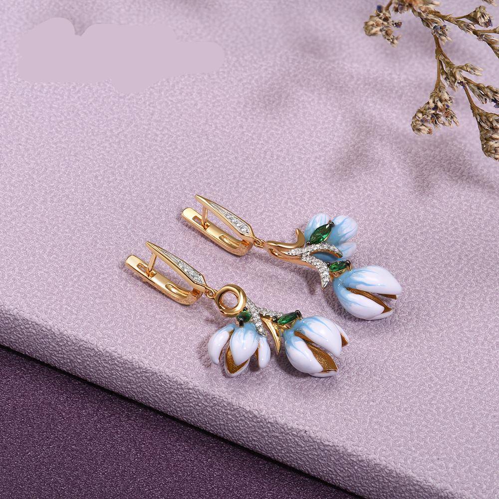 Silver Earrings For Women Orchid Flower Women's Earrings