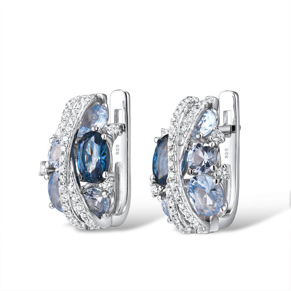 Silver Earrings For Women Blue Cubic Zirconia Women's Earrings
