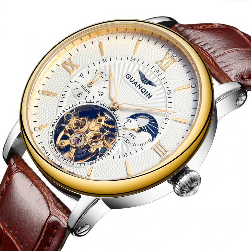 GUANQIN Tourbillon Automatic Mechanical Mens Watch Guanqin