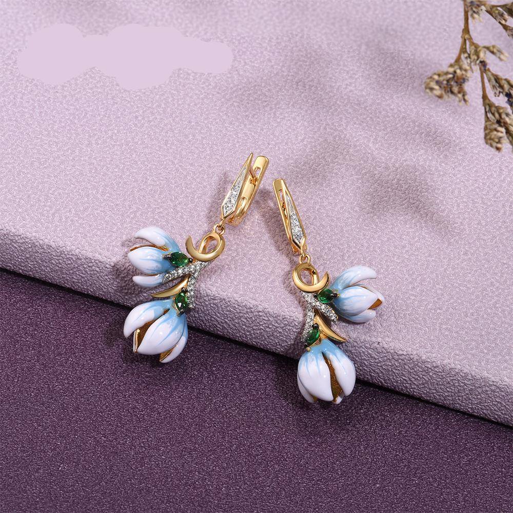 Silver Earrings For Women Orchid Flower Women's Earrings