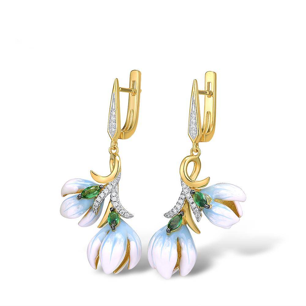 Silver Earrings For Women Orchid Flower Women's Earrings