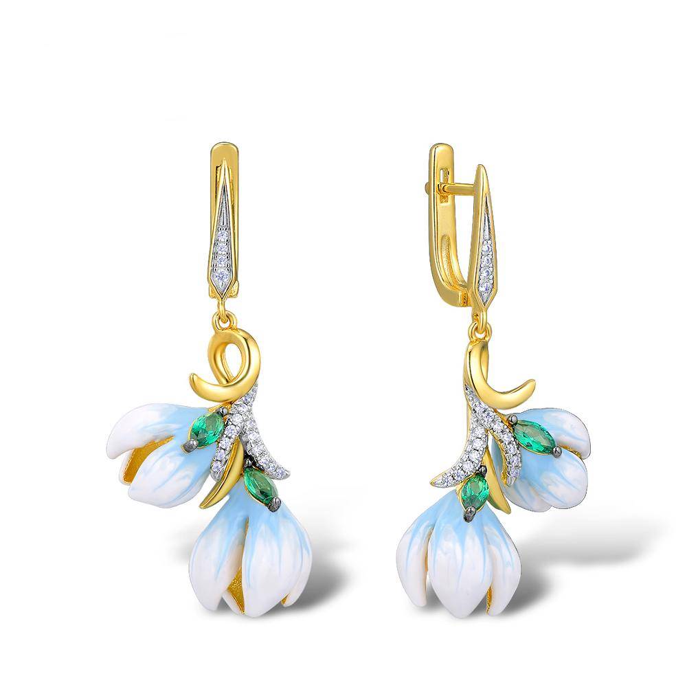 Silver Earrings For Women Orchid Flower Women's Earrings