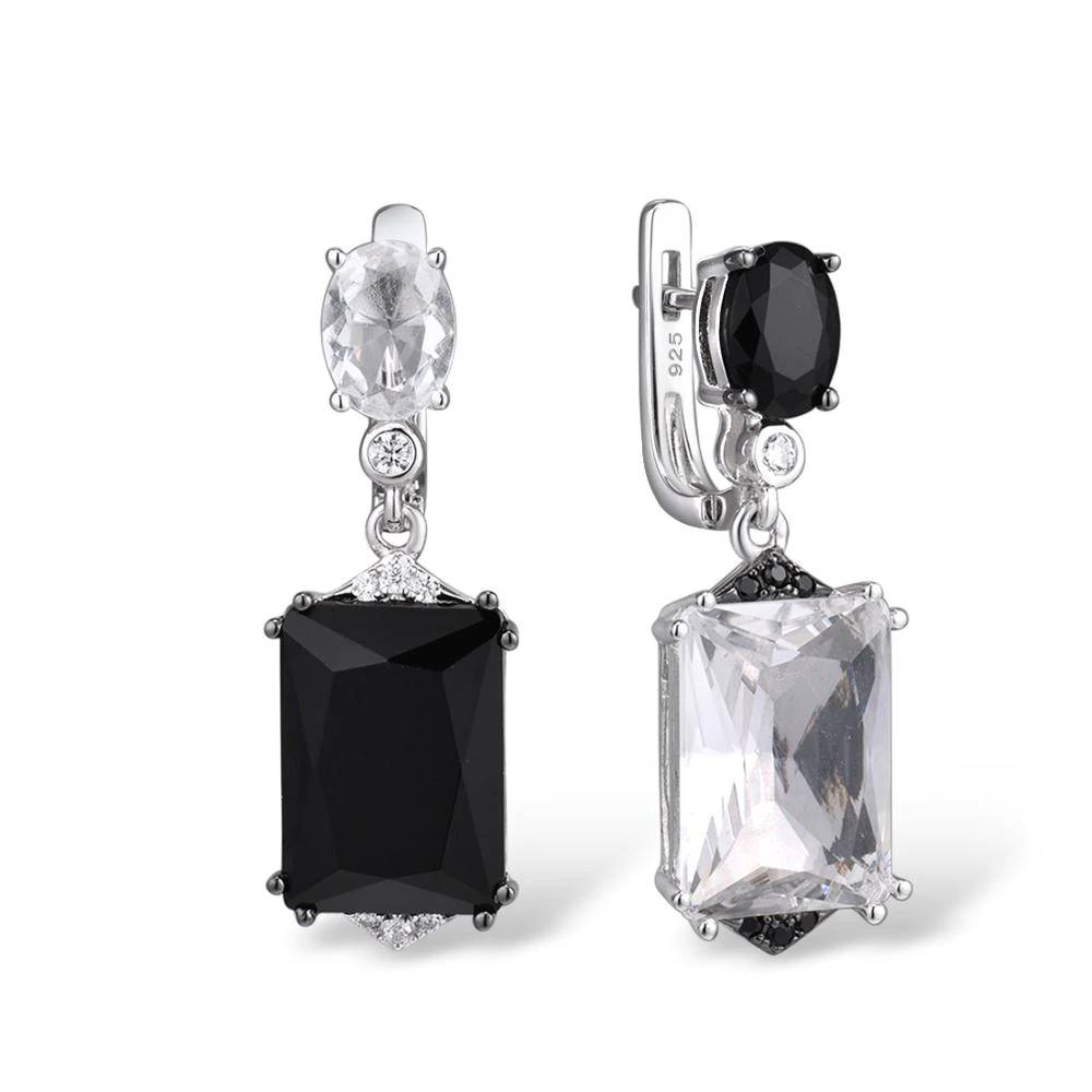 Silver Black Crystal Drop Earrings For Women Women's Earrings