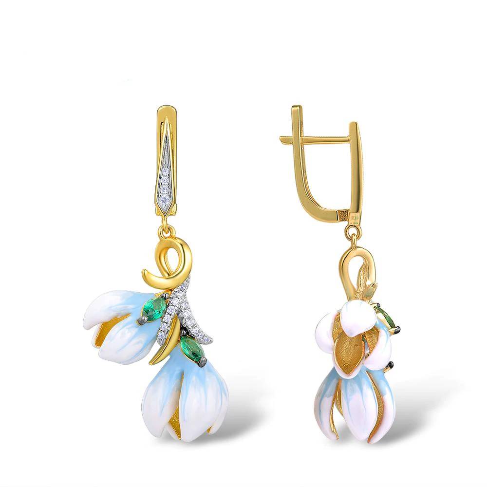 Silver Earrings For Women Orchid Flower Women's Earrings