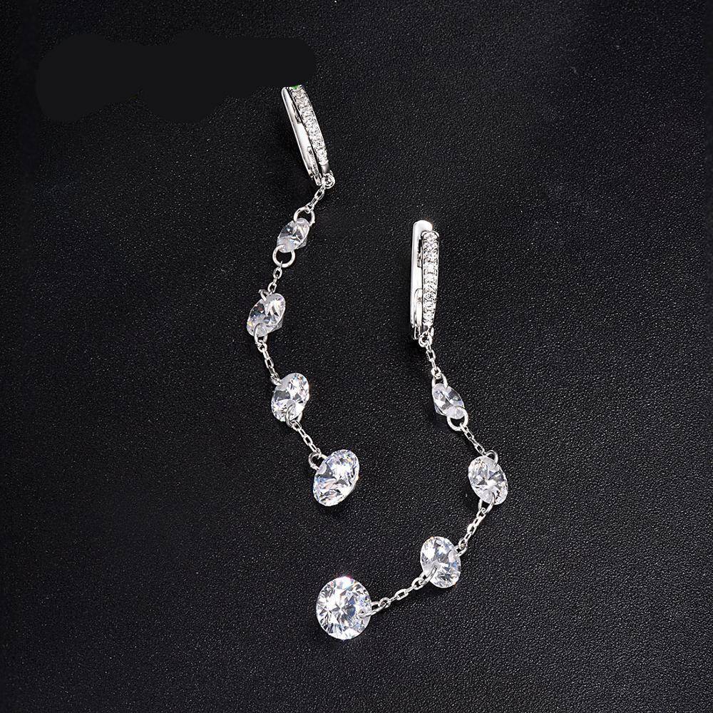 Sterling Silver Cubic Zirconia Long Drop Earrings Women's Earrings