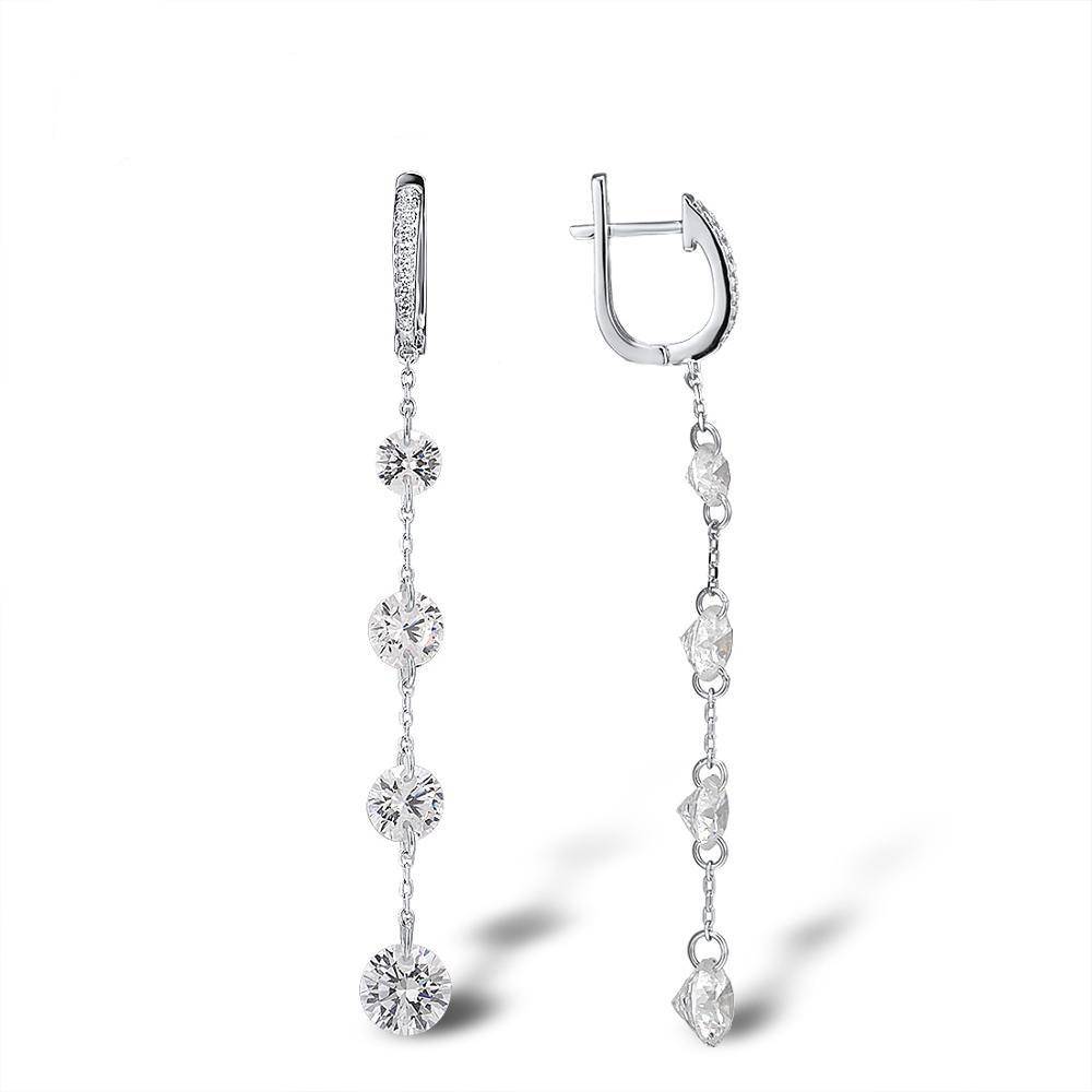 Sterling Silver Cubic Zirconia Long Drop Earrings Women's Earrings
