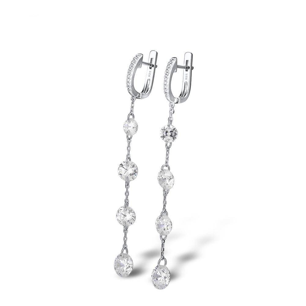 Sterling Silver Cubic Zirconia Long Drop Earrings Women's Earrings