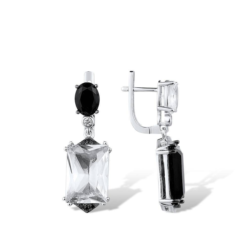 Silver Black Crystal Drop Earrings For Women Women's Earrings
