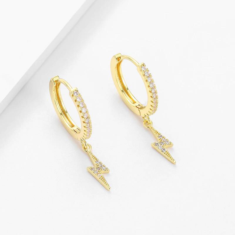 Cubic Zircon Lightning Bolt Hoop Earrings For Women Women's Earrings