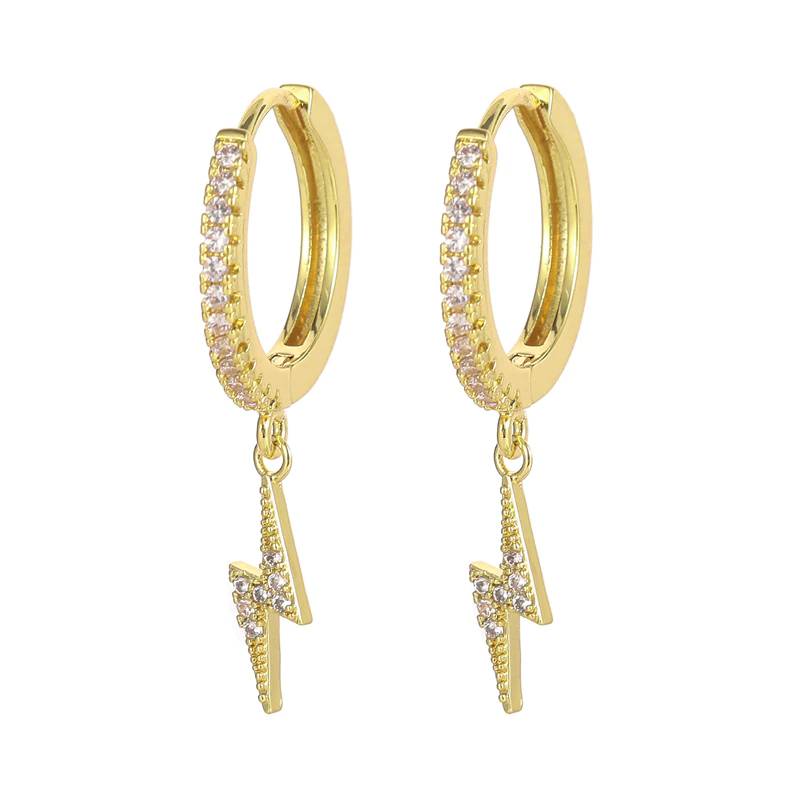 Cubic Zircon Lightning Bolt Hoop Earrings For Women Women's Earrings