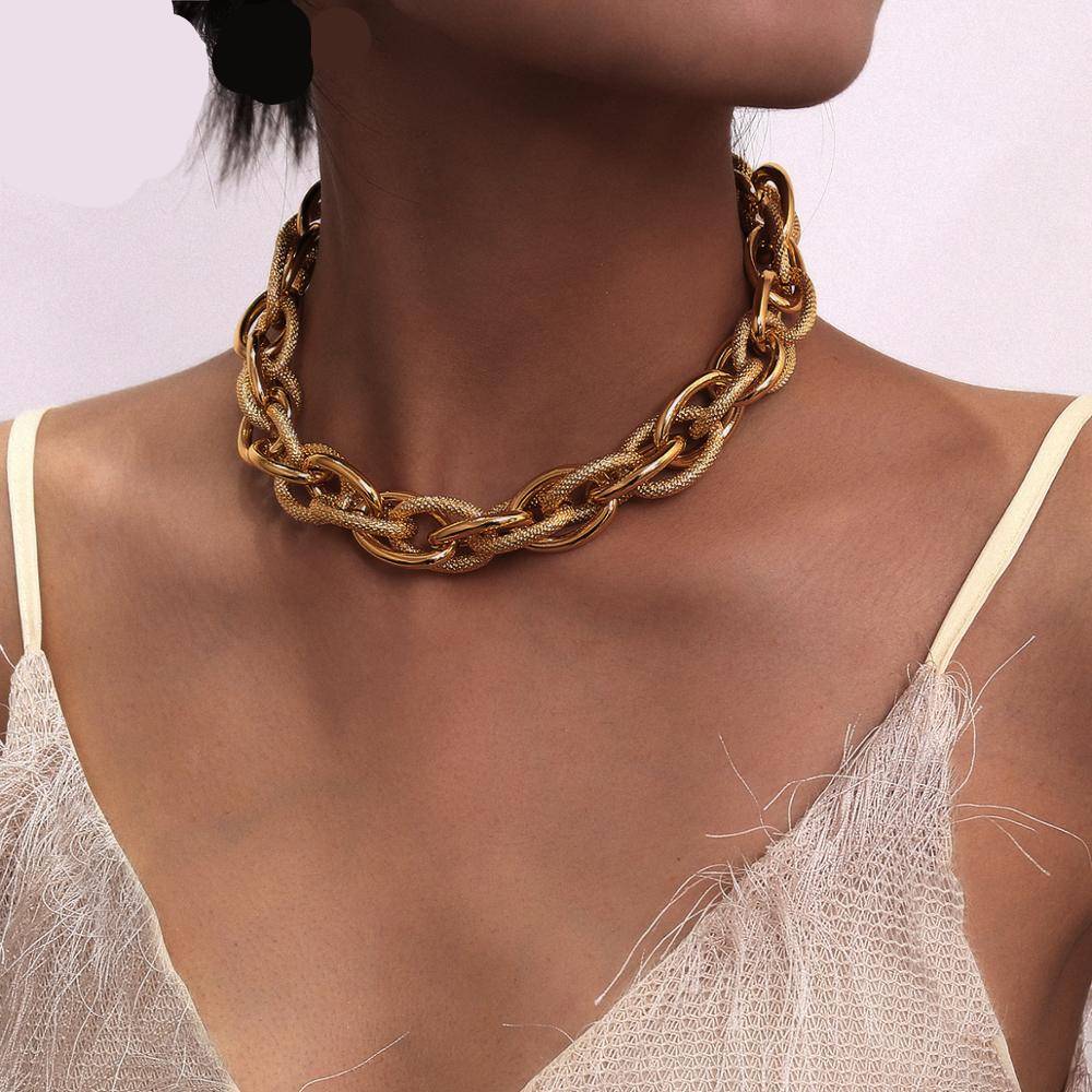 Chunky Thick Chain Necklace Pendant Women Collar Necklaces & Pendants