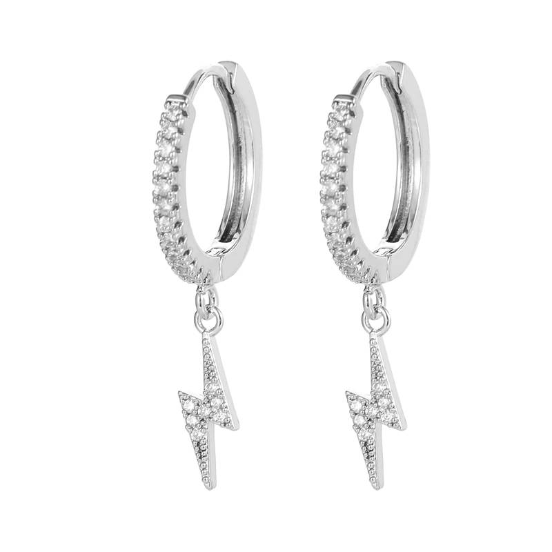 Cubic Zircon Lightning Bolt Hoop Earrings For Women Women's Earrings