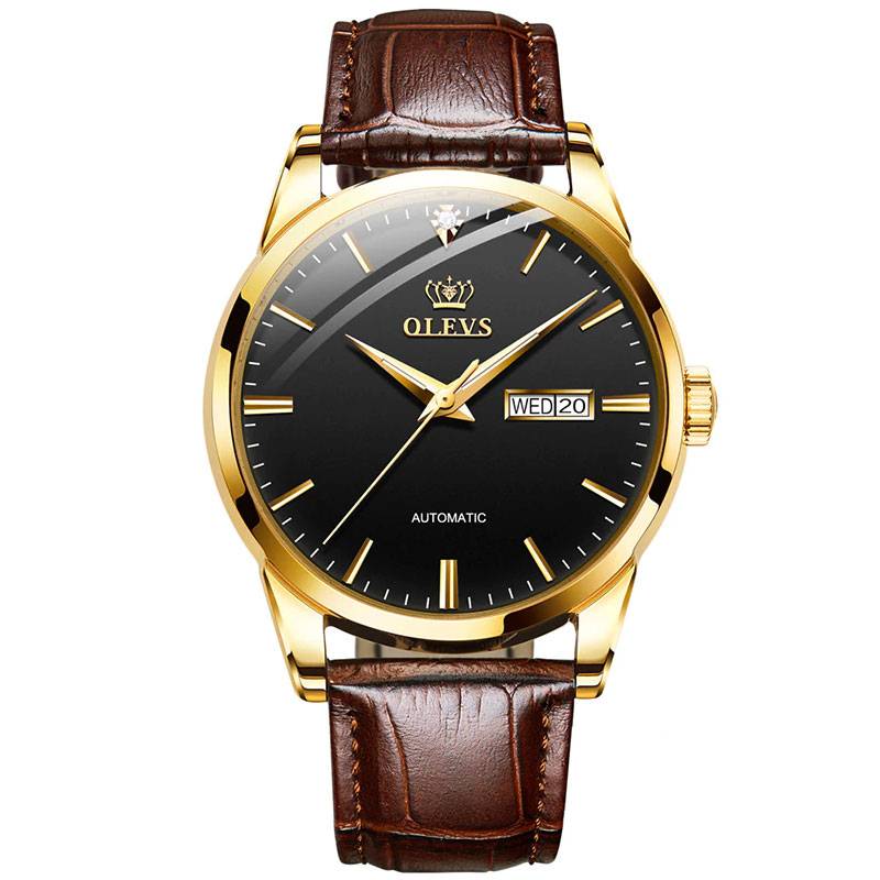 OLEVS Classic Men's Mechanical Leather Watches Watches For Men