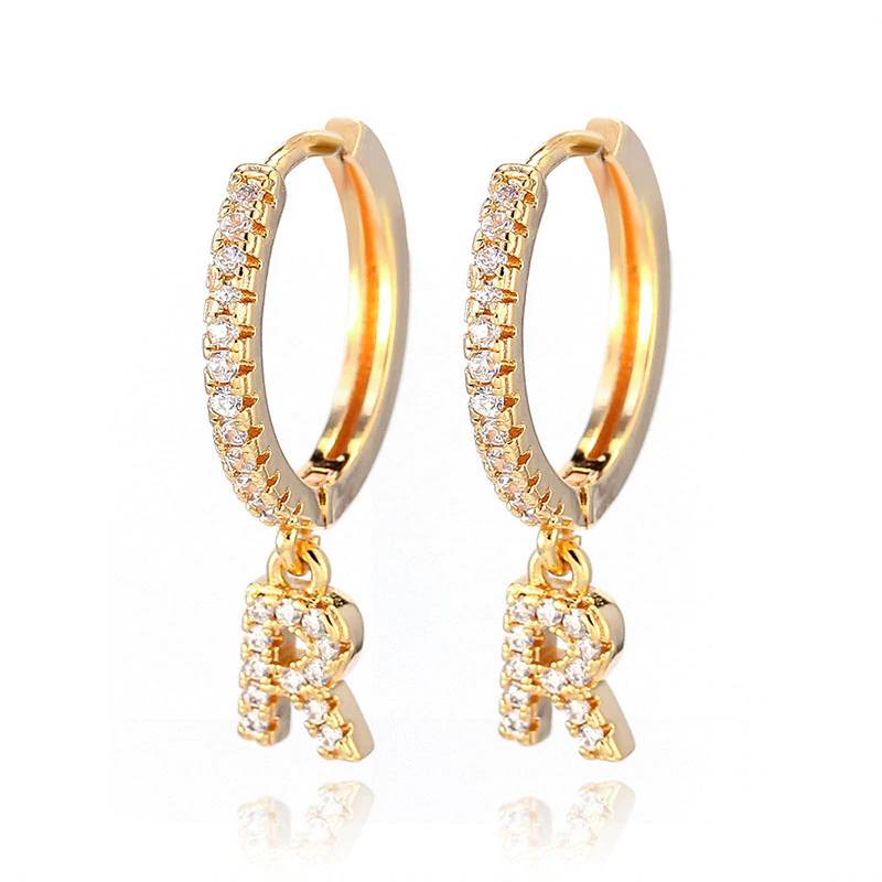 Cubic Zircon Initial A-Z Letters Earrings For Women Women's Earrings