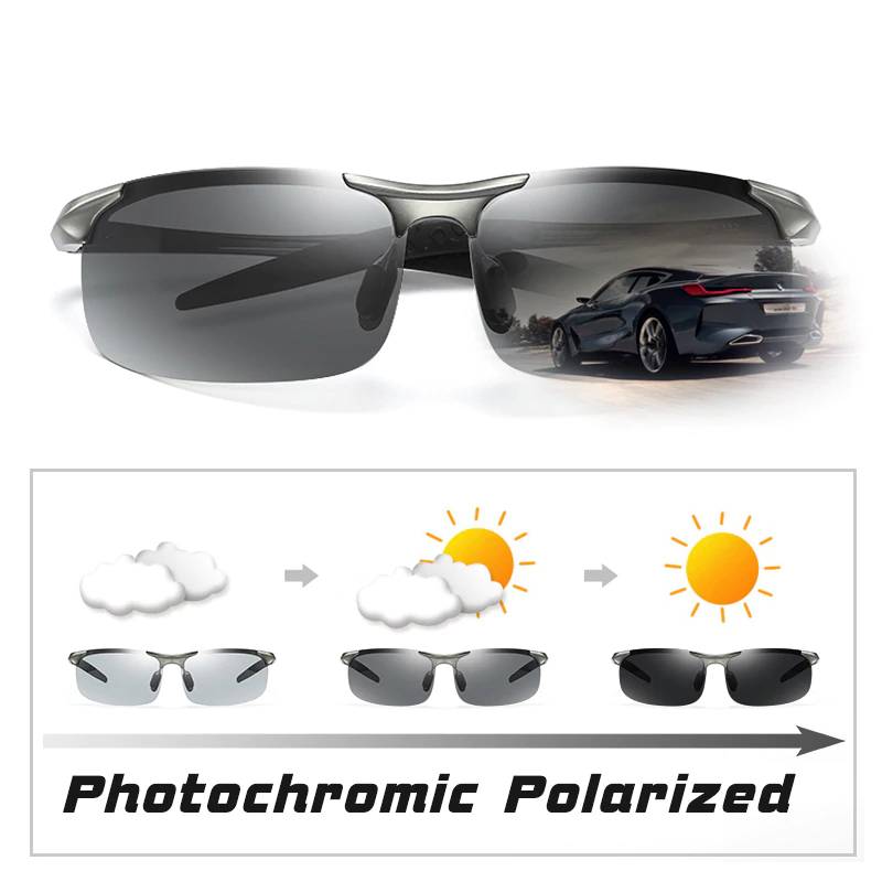 Photochromic Men's Sunglasses Polarized Anti Glare Men's Sunglasses