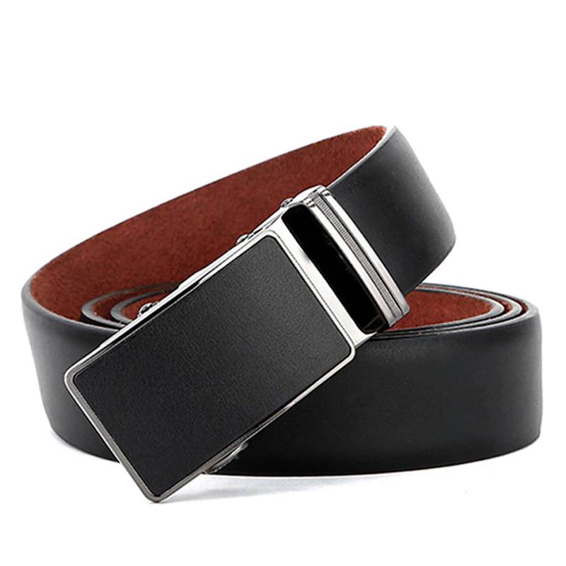 Men's Leather Ratchet Dress Belt With Automatic Buckle Mens Belts