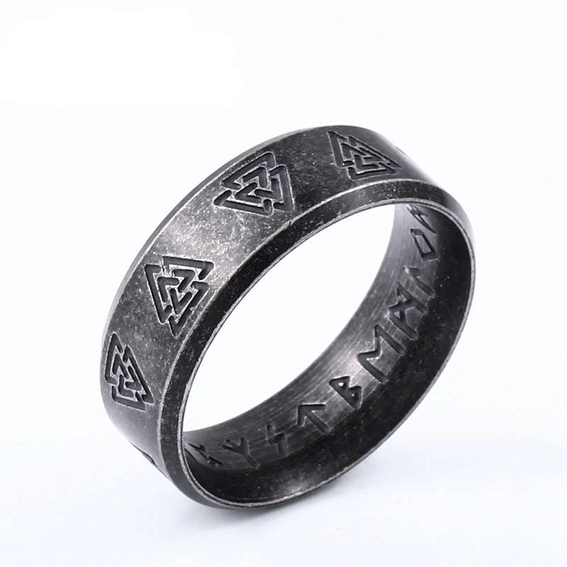 Stainless Steel Valknut Mens Viking Rings Mens Rings