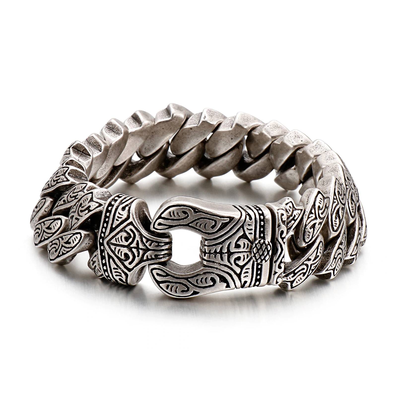 Vintage Style Bracelet Cuban Link Stainless Steel Chain Men's Bracelets