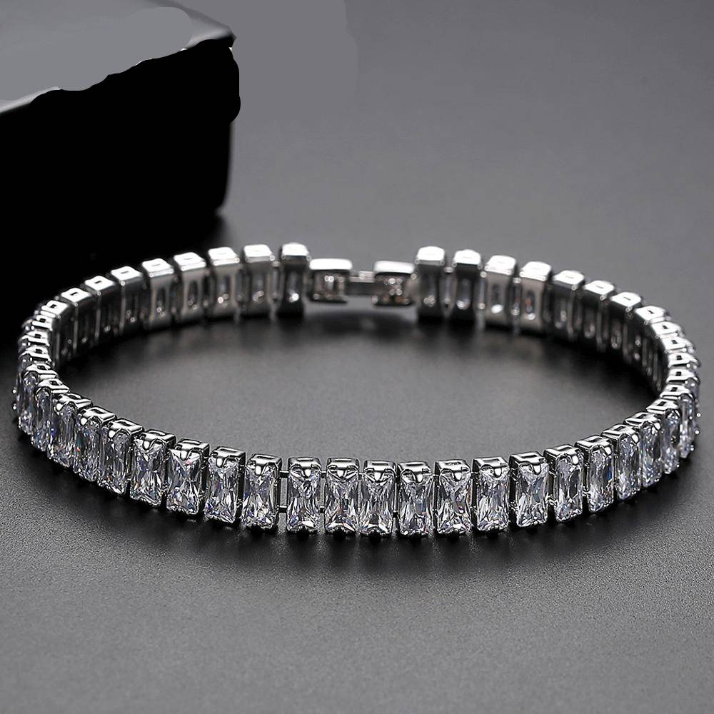White Gold Plated Cubic Zirconia Classic Tennis Bracelet Bracelets & Bangles Men's Bracelets
