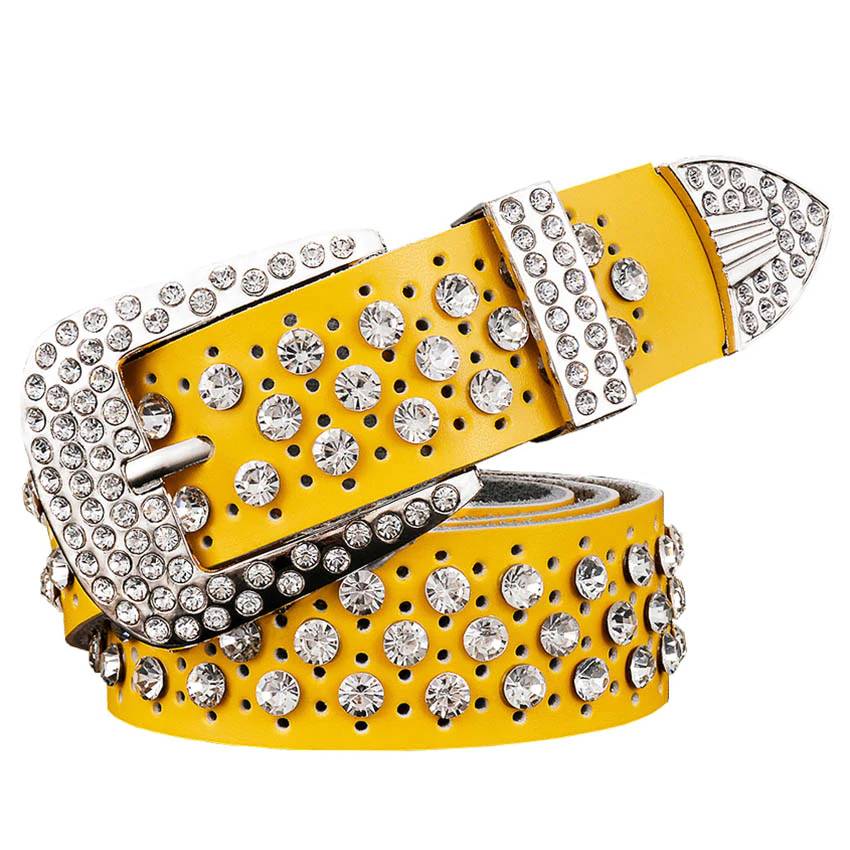 Women Rhinestone Belts Fashion Western Cowgirl Bling Studded Design Belts For Women