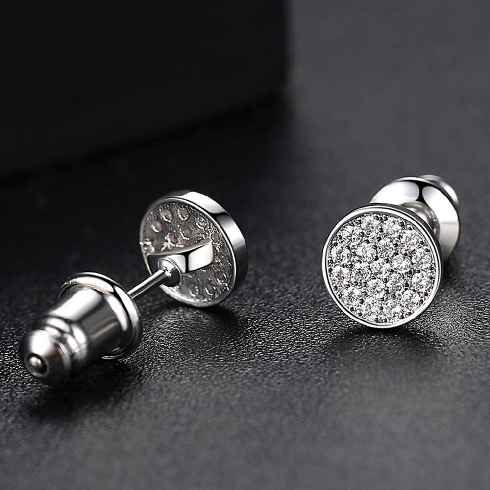 Hip Hop Iced Out Bling AAA CZ Round Stud Earrings Women's Earrings