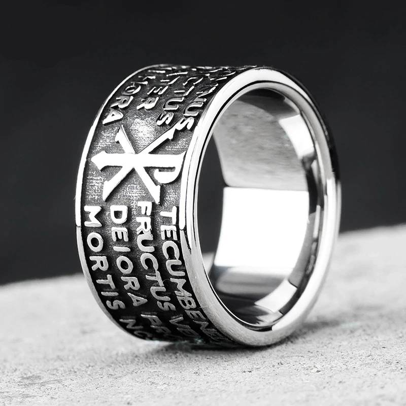 The Hail Mary Scripture Bible Letters Vintage Ring Mens Rings