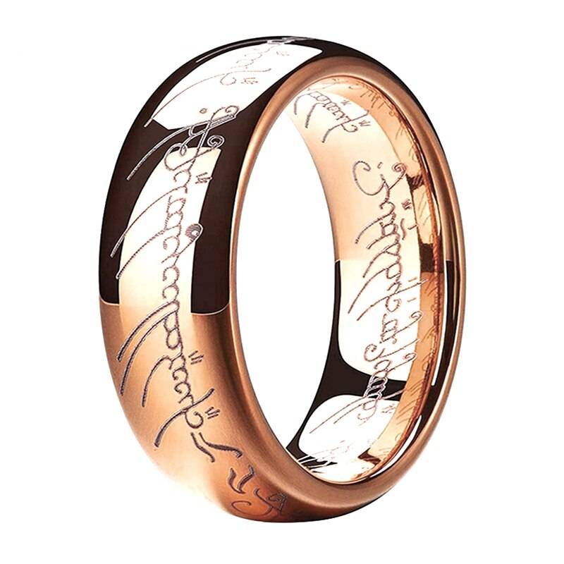 Rose Gold/Gold/Black/Blue Tungsten Engraved Rings Mens Rings