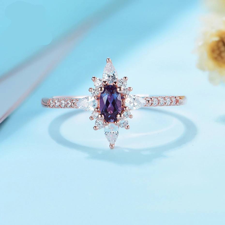 Alexandrite Gemstone Engagement Ring for Women Women's Rings