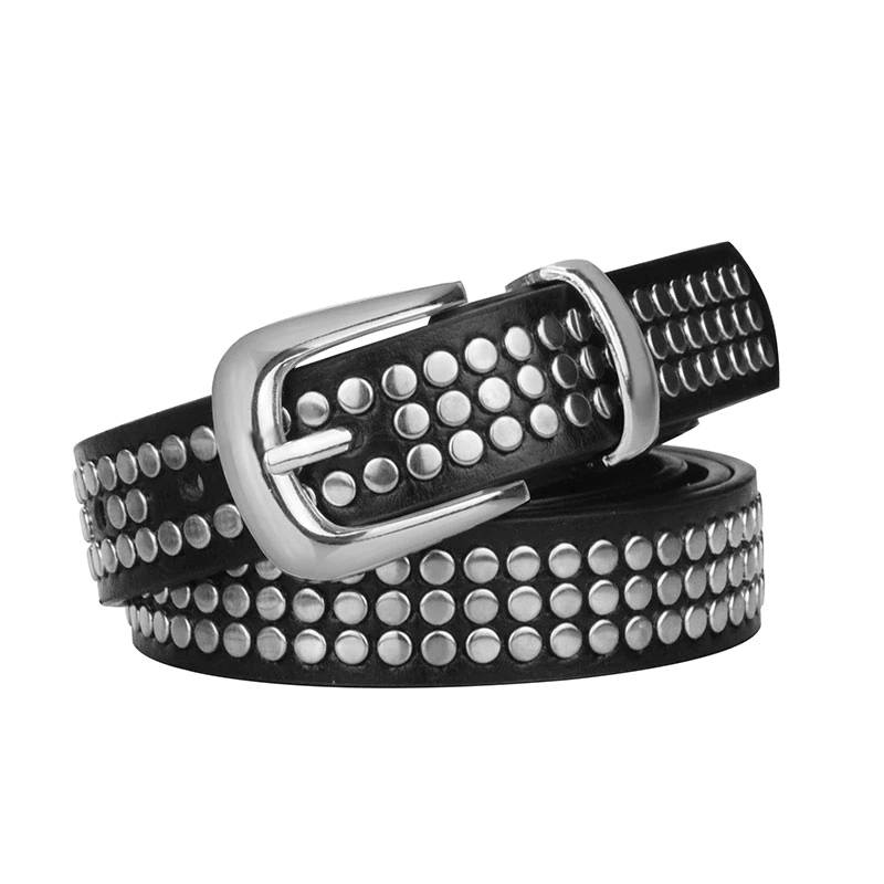 Women Punk Studded Belt Fashion PU Leather Belts For Women