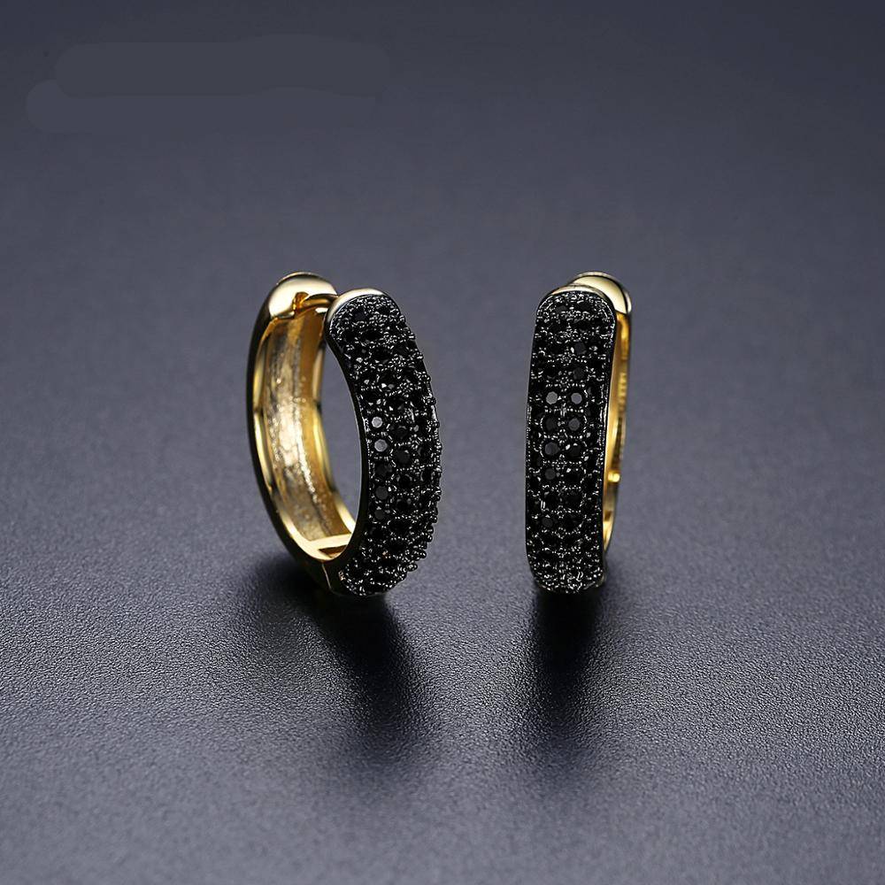 Luxury Gold Plated Iced Crystal Hoop Earrings Women's Earrings