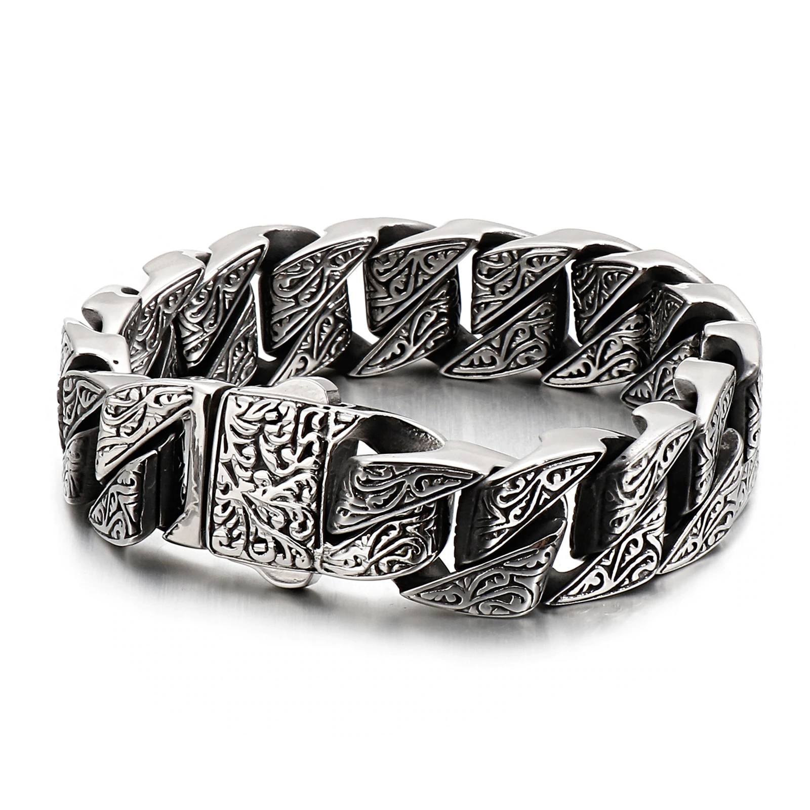 Vintage Style Bracelet Cuban Link Stainless Steel Chain Men's Bracelets