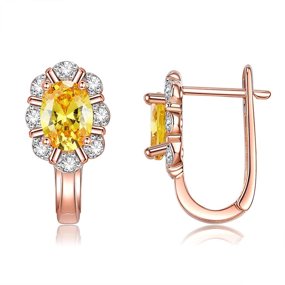 Petal 5A Clear Cubic Zirconia Rose Gold Plated Stud Earrings For Women Hot Sale Jewelry Women's Earrings