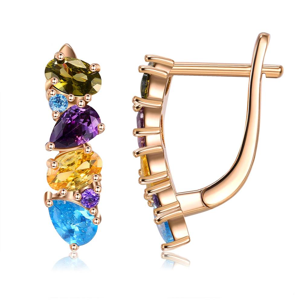 Stud Earrings For Women Trendy Colorful Cubic Zirconia Fashion Earring Women's Earrings