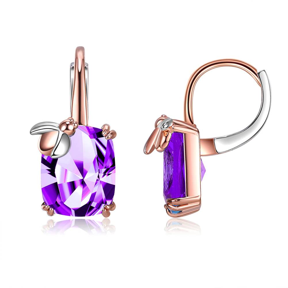 Charm Drop Earrings For Women Golden Ladybug Earring Purple Romantic Zircon Valentine Day Gift Jewelry 2021 Women's Earrings