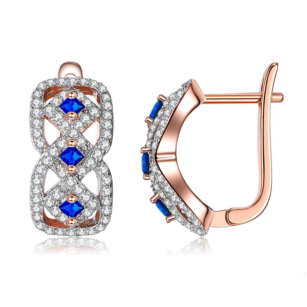 Fashion Earrings For Women Blue Cubic Zirconia Stud Earrings Hot Selling Jewelry 2021 Women's Earrings