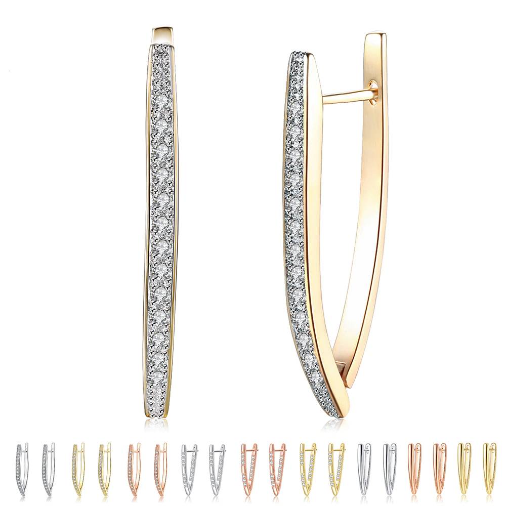 Stud Earrings V Shape Earrings 5A Cubic Zirconia Earrings For Women Fashion Wedding Earrings 2021 Women's Earrings