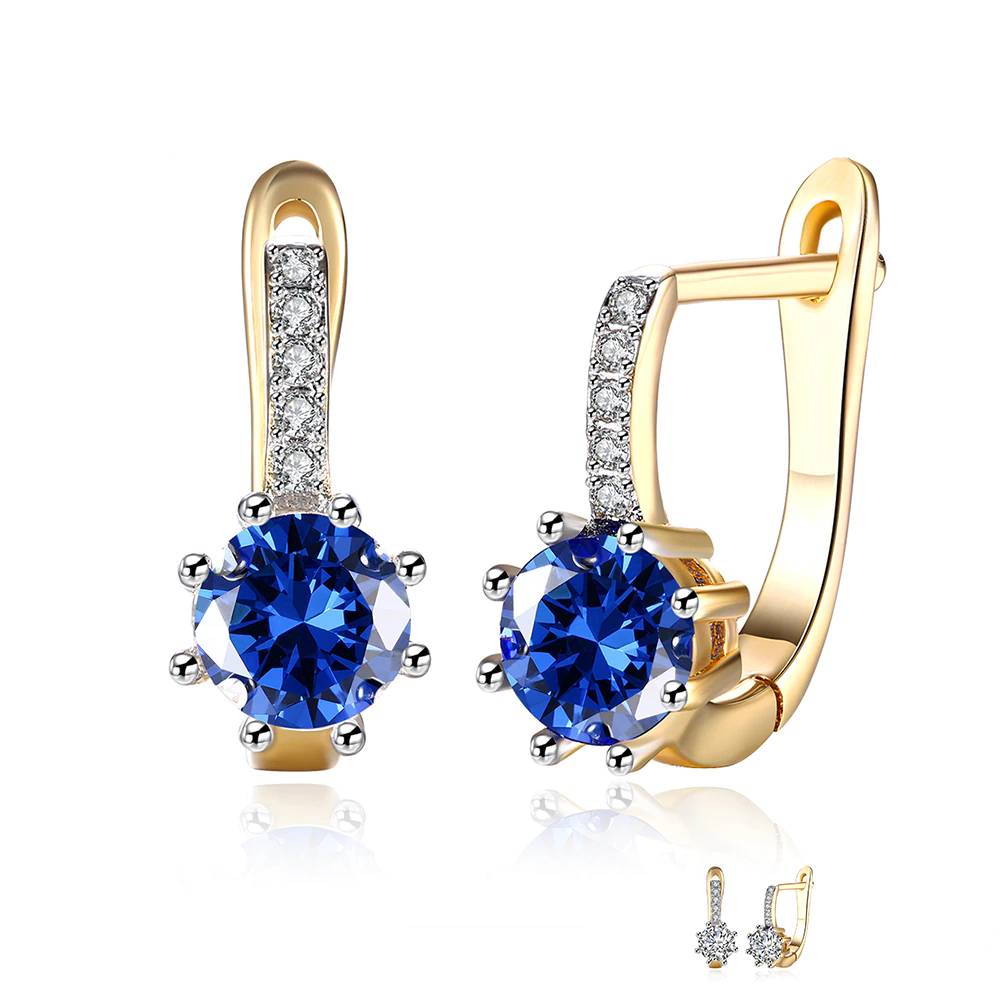 Stud Earrings For Women Round Colorful Cubic Zirconia Earrings Korean Style Fashion Jewelry Women's Earrings