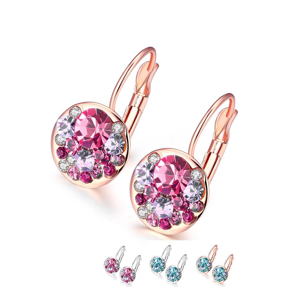 Round Stud Earrings For Women Rhinestone 4 Colors Earrings Classic Fashion Jewelry Best Selling 2021 Women's Earrings