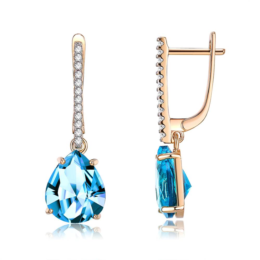 Fashion Earrings Blue Water Drop Cubic Zircon Earring For Women Engagement Jewelry Romantic Gift 2021 Women's Earrings