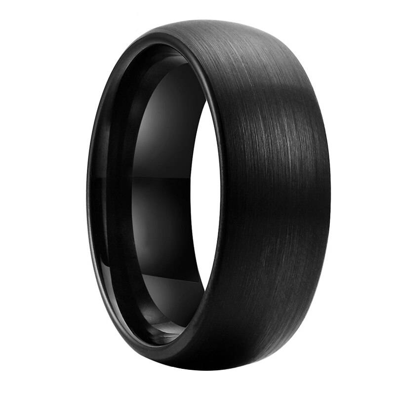 8mm Black Tungsten Carbide Ring for Men Domed Matte Finish Couple Wedding Band Comfort Fit Mens Rings