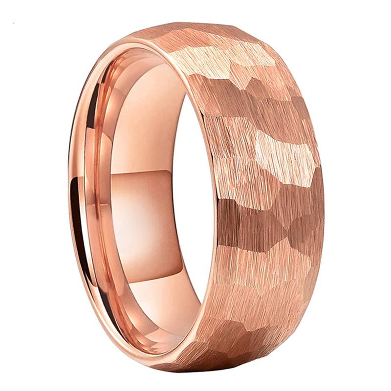 6mm 8mm Hammered Tungsten Carbide Rings for Men Women Brushed Finish Comfort Fit Mens Rings